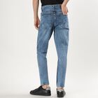 Men's Stonewashed Blue Straight Fit Five Pocket Jeans, Light Blue, small image number null