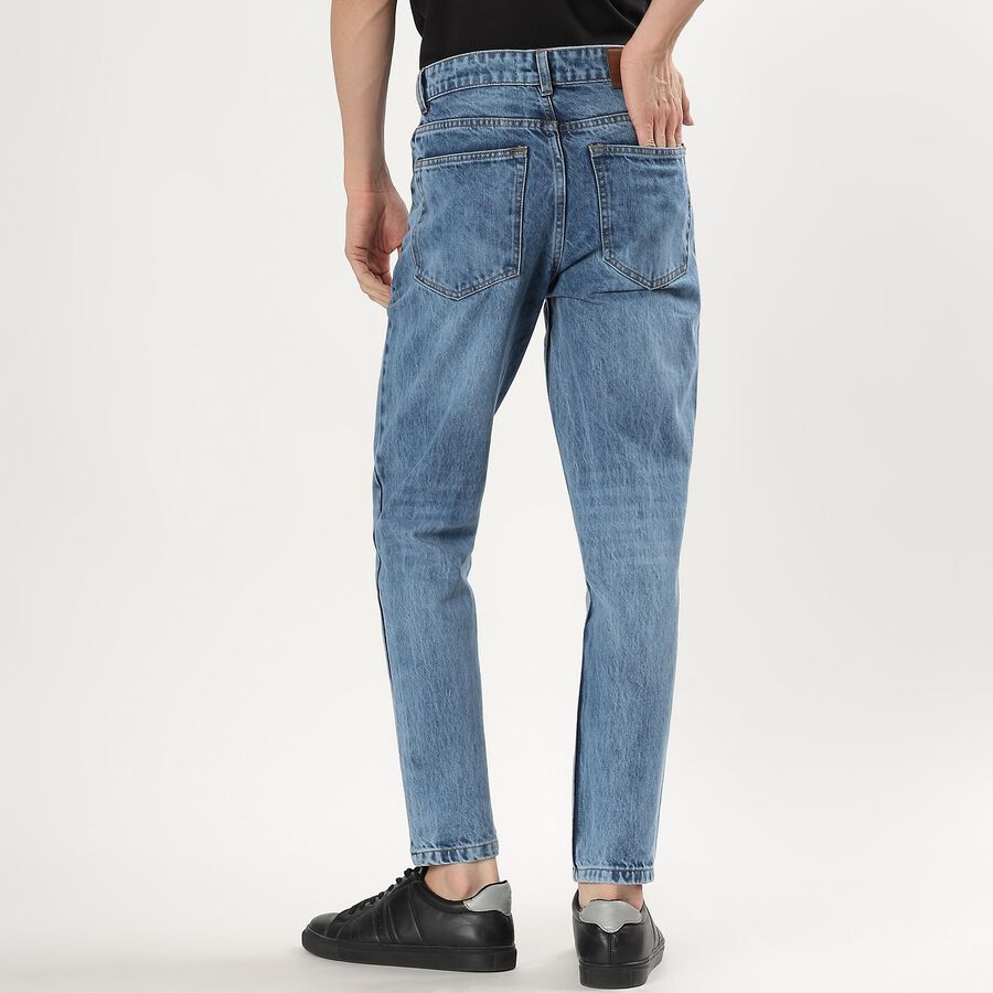 Men's Stonewashed Blue Straight Fit Five Pocket Jeans, Light Blue, large image number null