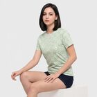 Women Green Round Neck Regular T-Shirt, Light Green, small