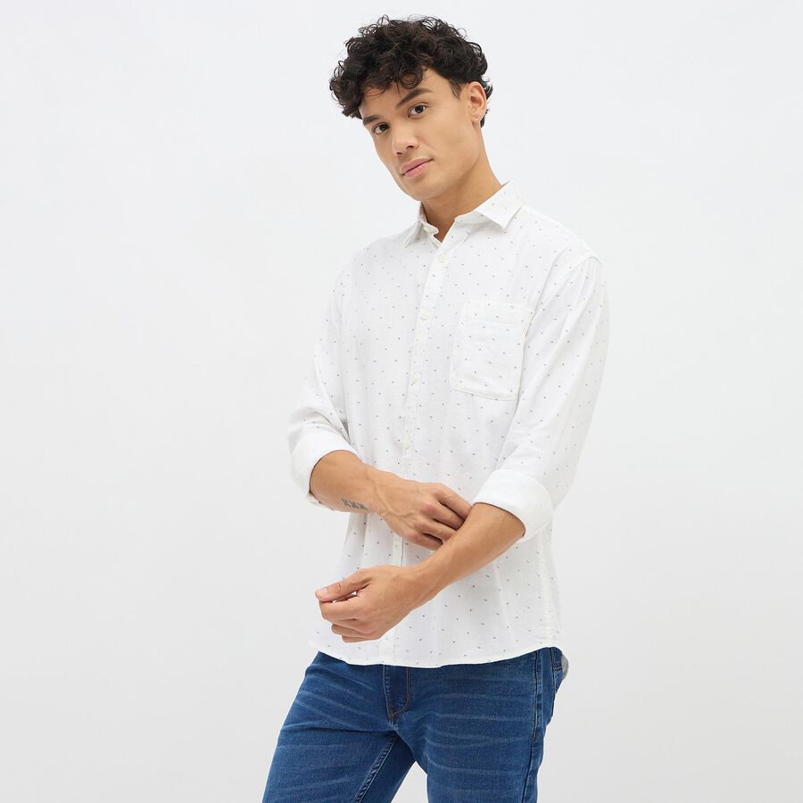 Men's White Cotton Classic Casual Shirt, White, large image number null