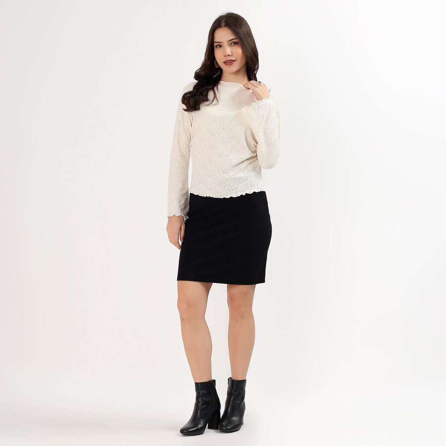 Women's Eggshell White Boat Neck Romantic Top, Off White, large