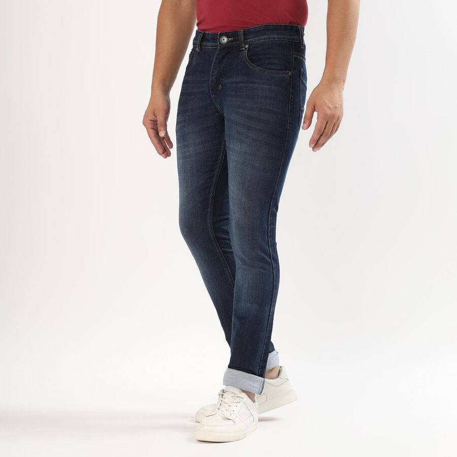 Men's Dark Blue Skinny Fit Stretchable Jeans, Dark Blue, large image number null