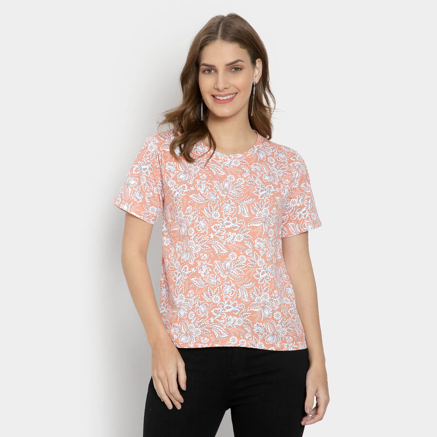 Round Neck T-Shirt, Coral, large image number null