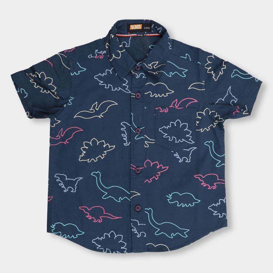 Boys' 100% Cotton Casual Shirt , Mid Blue, large image number null
