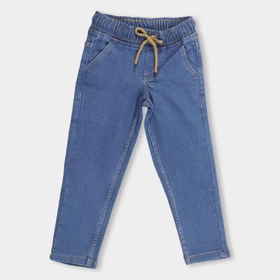 Boys' Stonewashed Blue Regular Fit Elastic Waist Jeans