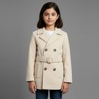 Girls' Beige Double-Breasted Jacket, ऑफ व्हाइट, small image number null