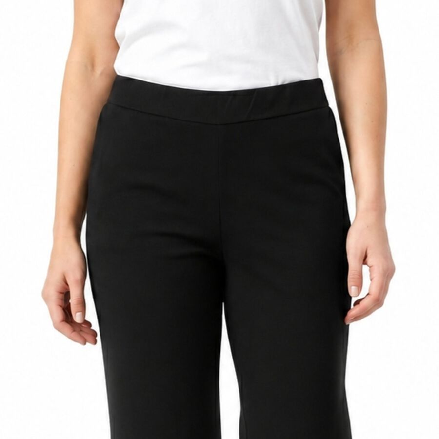 Women's Black Straight Fit Minimalist Trousers, काला, large