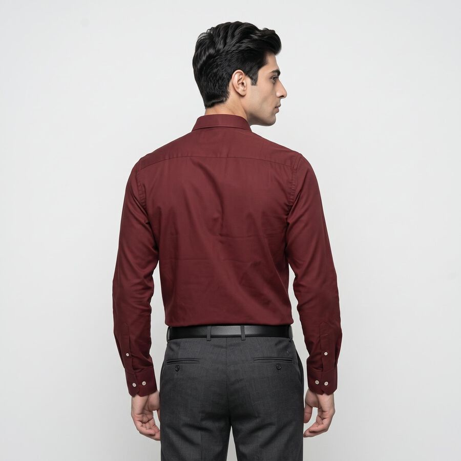 Men's Maroon Slim Fit Formal Shirt, वाइन, large