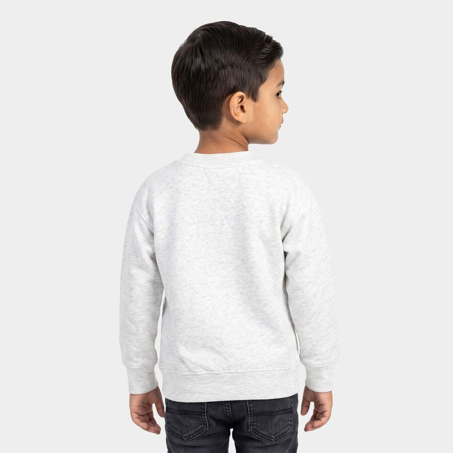 Boys' Grey Crew Neck Graphic Print Sweatshirt, मिश्रित हल्का ग्रे, large