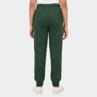 Girls Green Jogger Fit Heart Printed Cotton Blend Pyjama, Dark Green, small