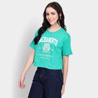 Ladies' 100% Cotton Crop  Top, Dark Green, small