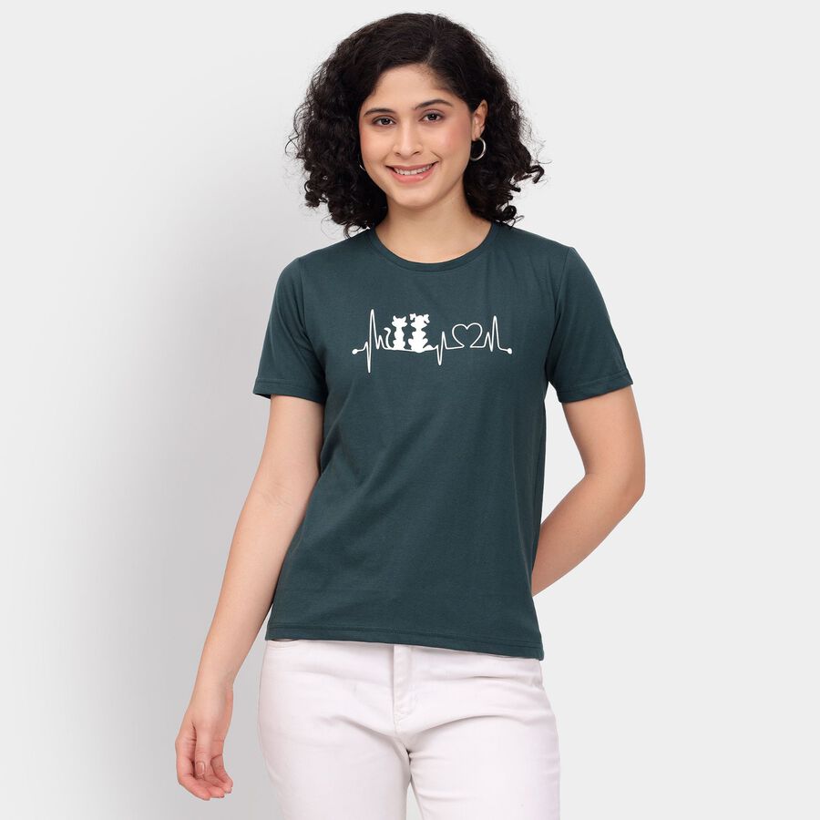 Ladies' Round Neck T-Shirt, Dark Green, large image number null