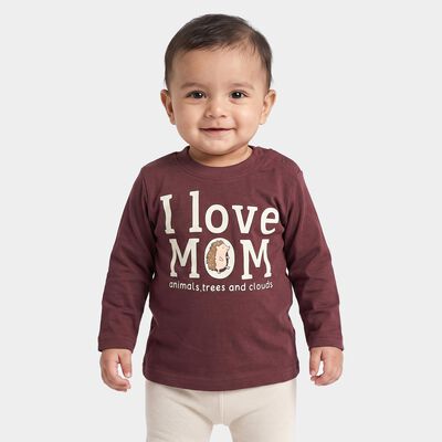 Infants Purple Cotton Round Neck Graphic Print Regular T-Shirt