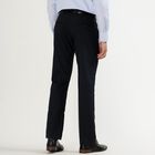 Men's Jet Black Slim Fit Flat-Front Formal Trousers, नेवी ब्लू, small image number null