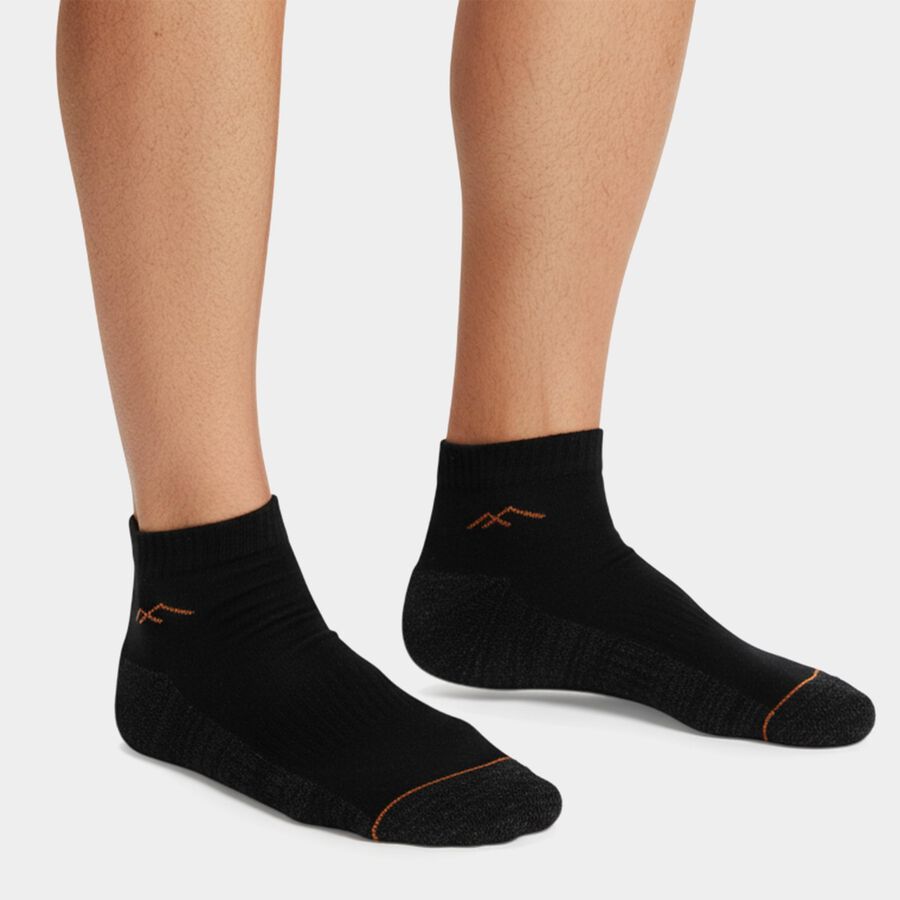 Men's Ankle Length Socks Pack of 3 ( Charcoal, Grey, Black ), काला, large