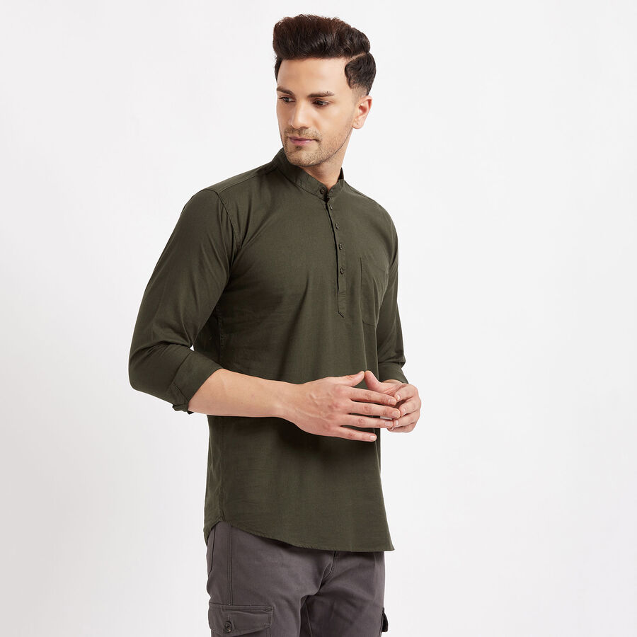 Cotton Solid Casual Shirt, Dark Green, large image number null