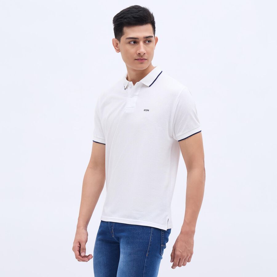 Men's Rich White Polo Neck T-Shirt, White, large image number null