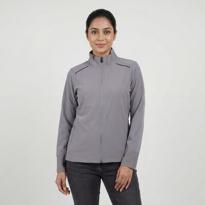 Women's Grey Zip Casual Jacket