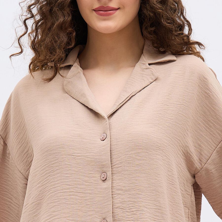Women's Beige Printed Co-ord Set, Beige, large