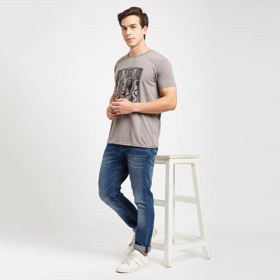 Round Neck T- Shirt, गहरा ग्रे, large image number null