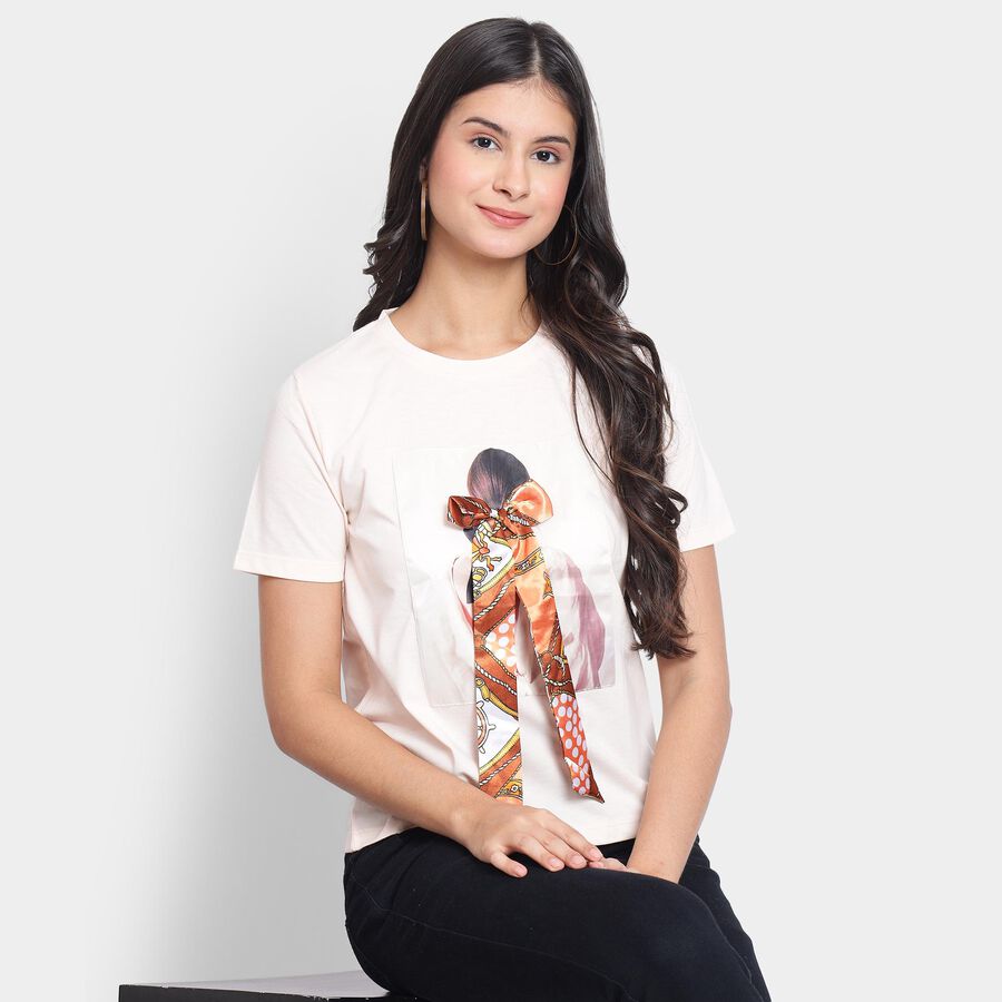Ladies' Round Neck T-Shirt, पीच, large image number null