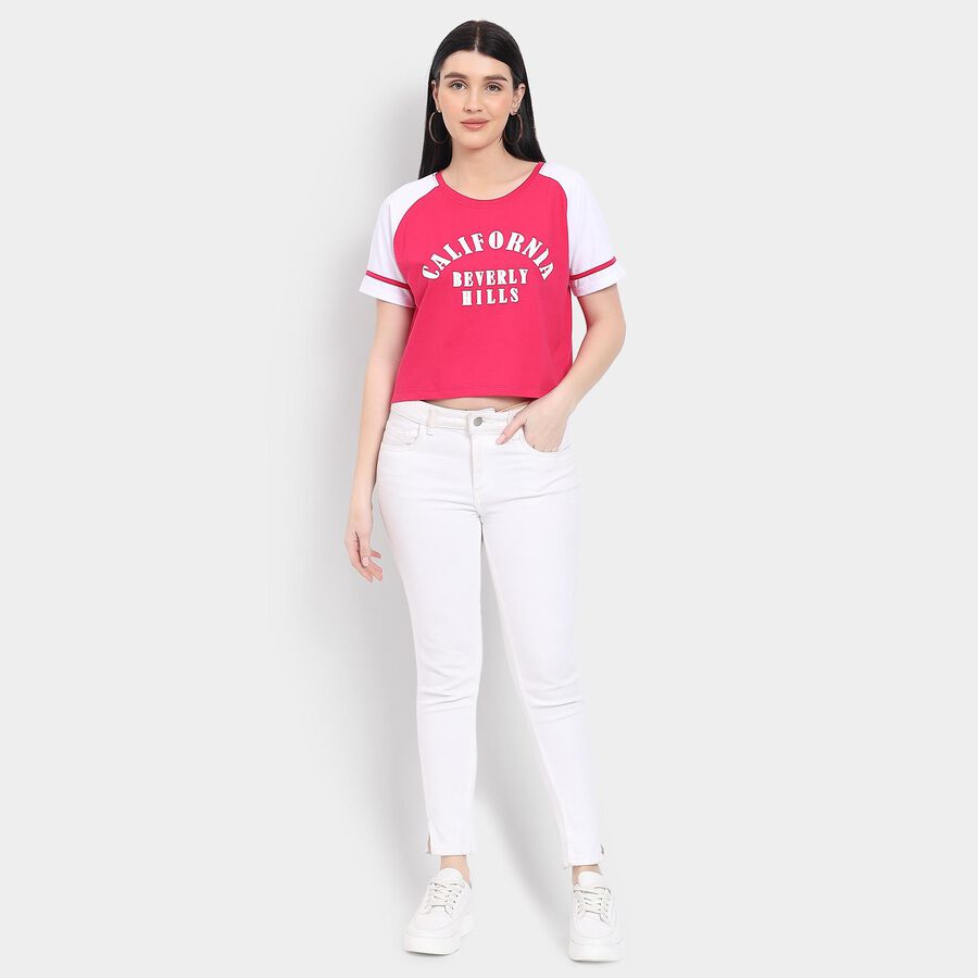 Ladies' 100% Cotton Crop  Top, Pink, large image number null