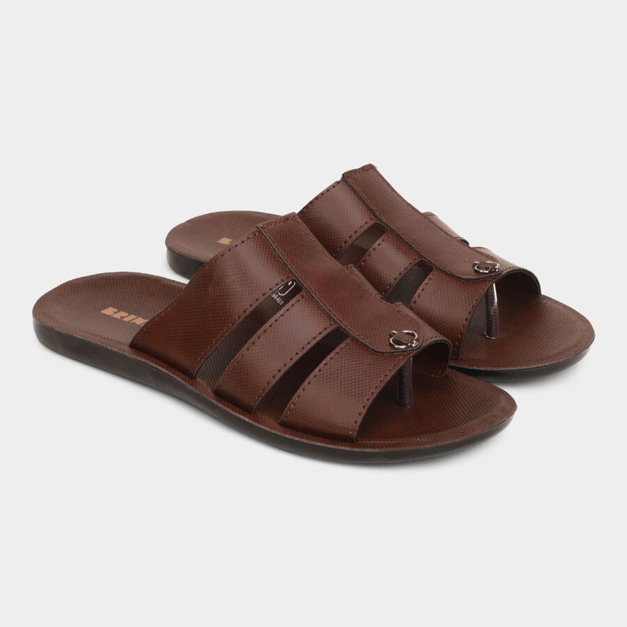 Mens Floater Sandals, Brown, large image number null