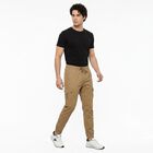 Men's Khaki Slim Fit Cargo Trousers, खाकी, small