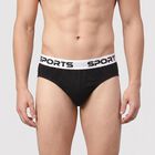 Men's Black Regular Fit Solid Briefs, काला, small