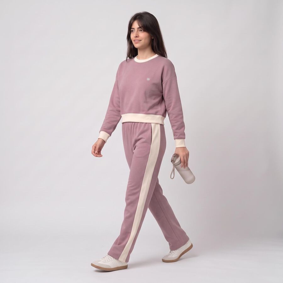 Women's Lilac Color-Blocked Track suit, लाइलेक, large