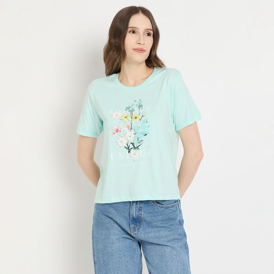 Ladies' Round Neck T-Shirt, Blue, large image number null