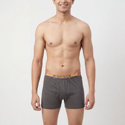 Men's Grey Regular Fit Cotton Trunks