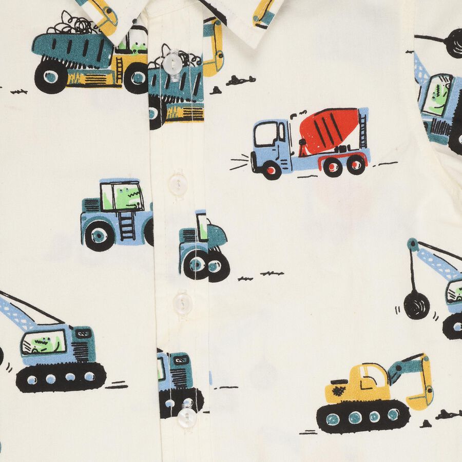 Boys' Off-White Cotton Classic Collar Casual Shirt, Off White, large image number null