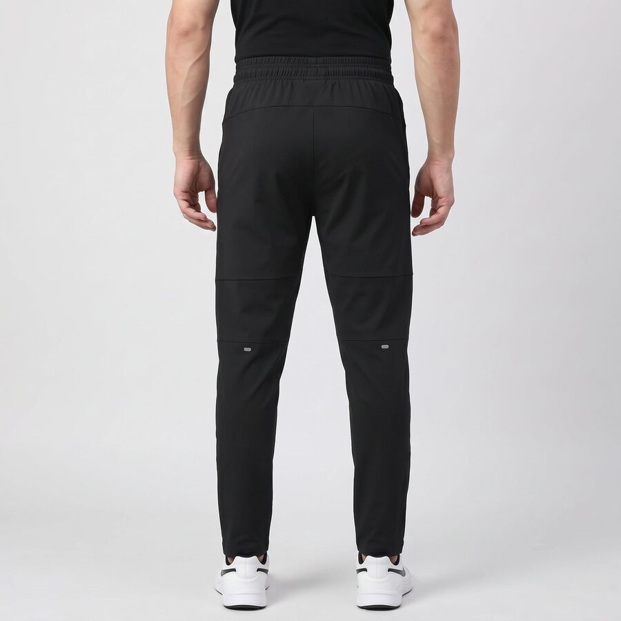Men's Black Slim Fit Reflective Stripe Track Pants, काला, large