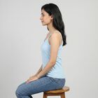Women's Light Blue Cotton Scoop Neck Minimalist Slip, हल्का नीला, small