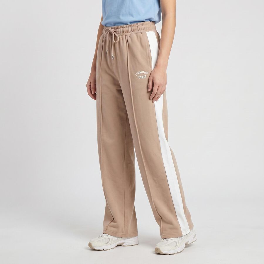 Women's Beige Straight Fit Track Pants, Beige, large