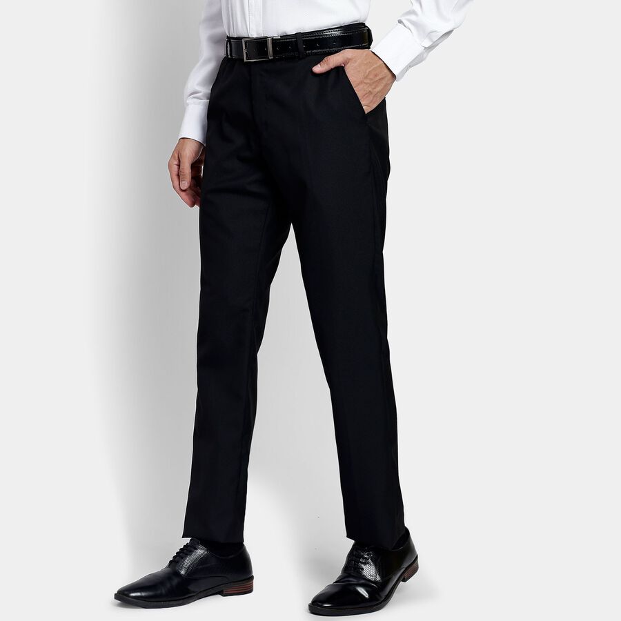 Men's Slim Fit Formal Trousers, Black, large image number null