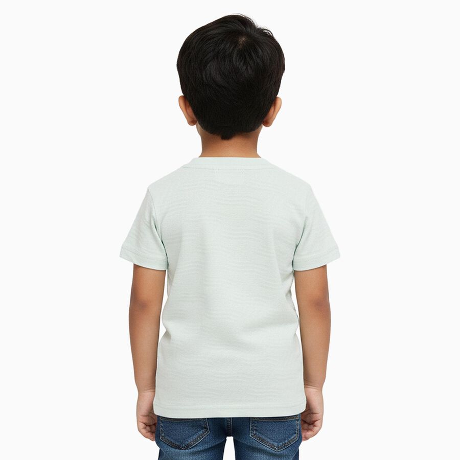 Boys Light Green Round Neck Casual Half Sleeve T-Shirt, हल्का हरा, large