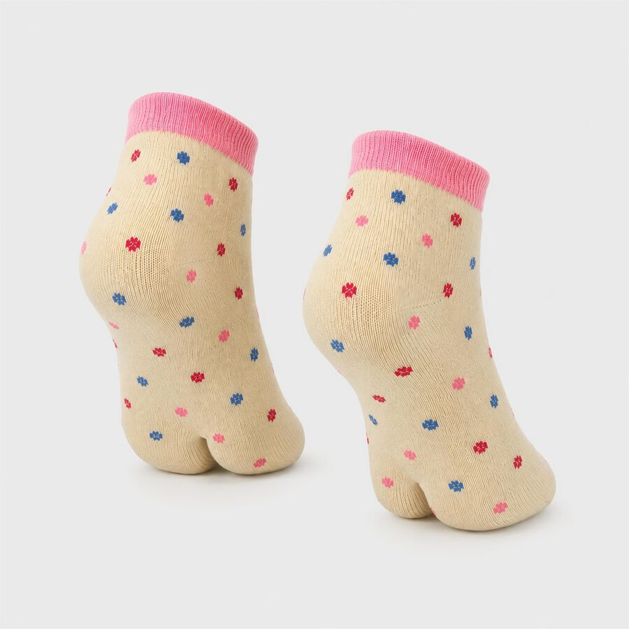 Women's Off White Regular Fit Polka Dot Pack of 1 Socks, ऑफ व्हाइट, large