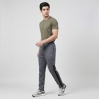 Men's Grey Regular Fit Side-Panel Track Pants, Dark Grey, small