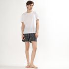 Men's Dark Charcoal Black Checked Elastic Waist Boxers, Black, small image number null