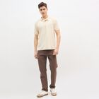 Men's Off White Polo Collar Casual T-Shirt, Off White, small