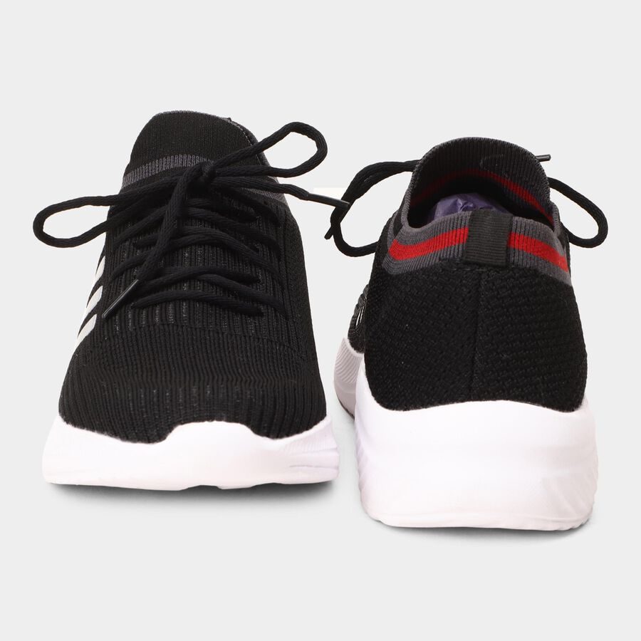 Men's Lace Up Sports Shoes, Black, large image number null
