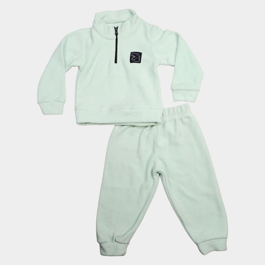 Boys Light Blue High Neck Applique Baba Suit, Light Blue, large