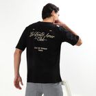 Men's Jet Black Cotton Round Neck Casual T-Shirt, काला, small