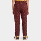 Girls' Wine Straight Fit Geometric Printed Pyjama, वाइन, small