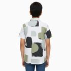 Boys Light Sage Green and White Cotton Half Sleeve Cuban Collar Casual Shirt, Light Green, small image number null