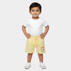 Infants' Yellow Regular Fit Cat Print Cotton Half Pant, Yellow, small