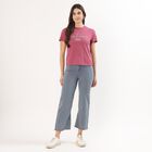 Women's Bright Purple Cotton Round Neck Casual T-Shirt, बैंगनी, small