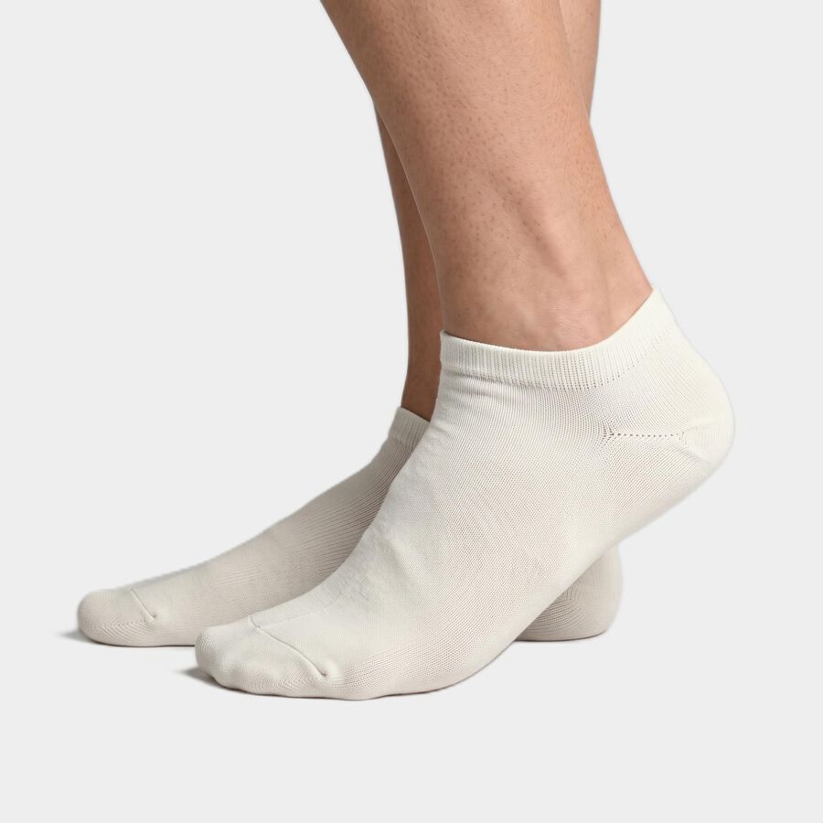 Men's Ankle Length Pack of 3 Socks ( Grey, White, Black ), Black, large